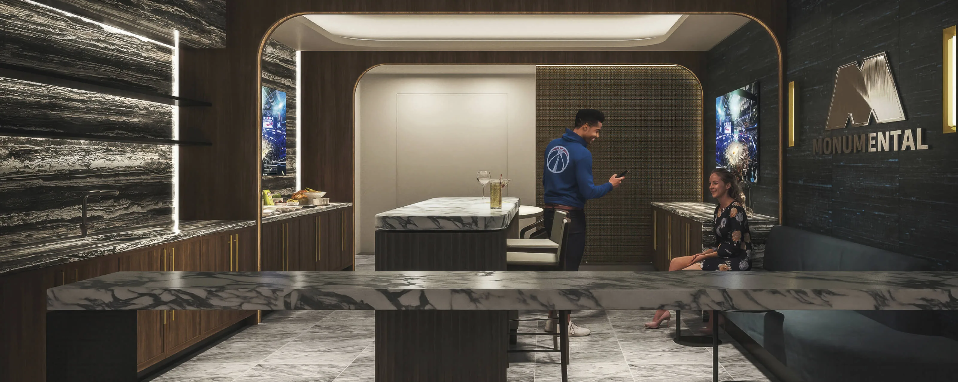 Founders Suites premium lounge and seating area