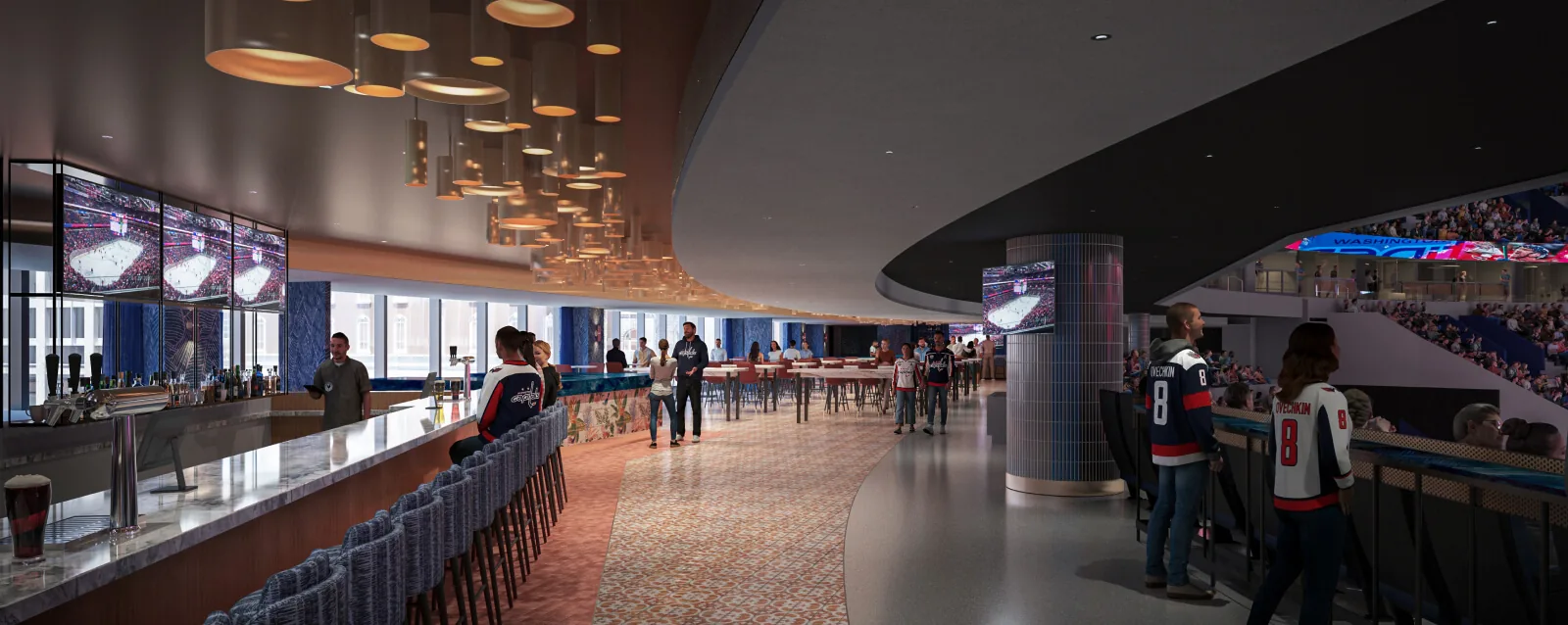 Cantina bar overlooking the arena seating bowl