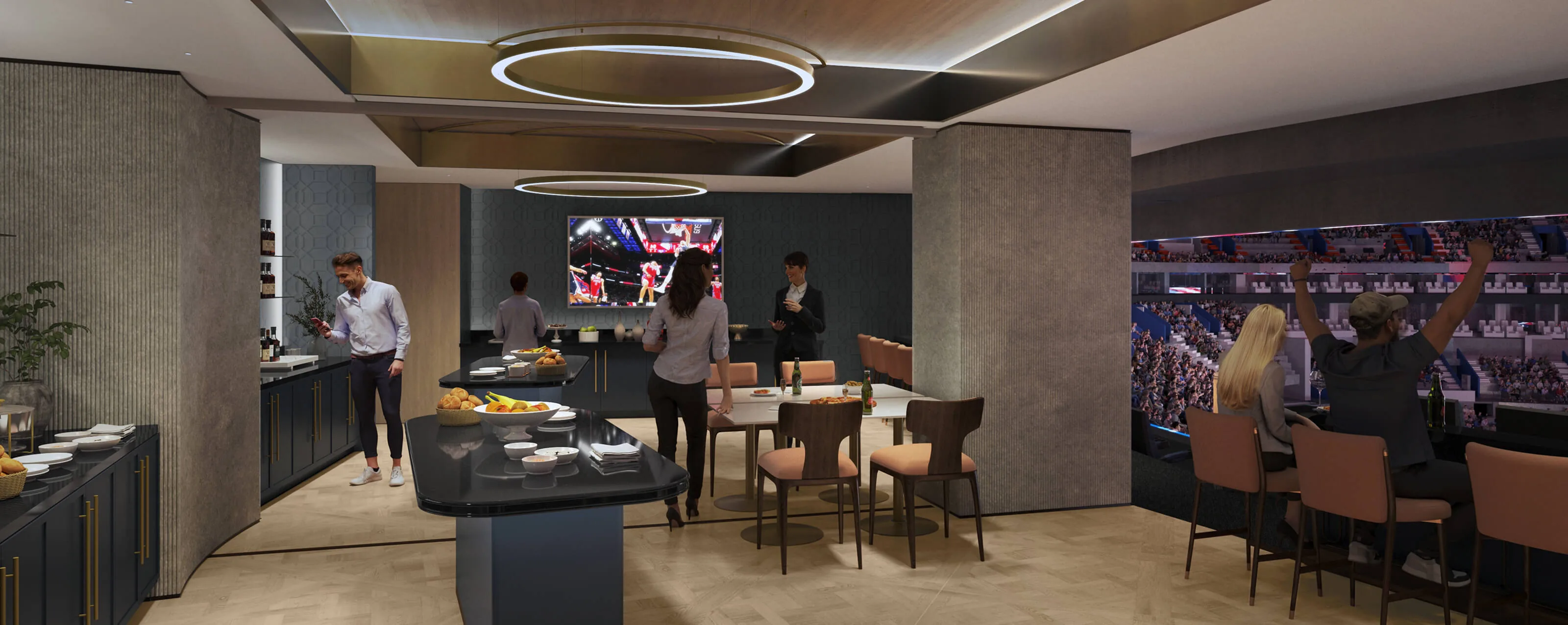 Party Suites private hospitality space with arena seating